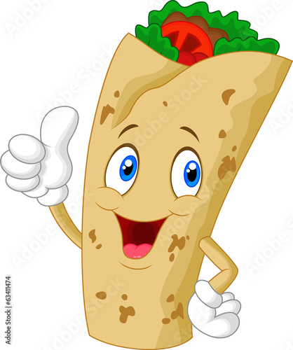 burrito cartoon character giving thumbs up