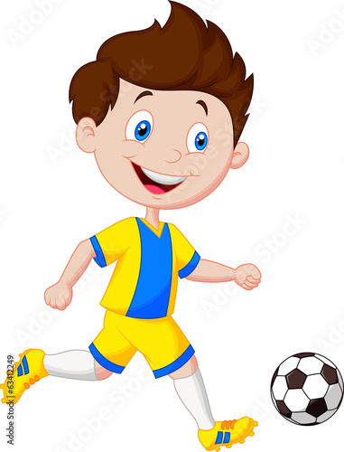Cartoon boy playing football