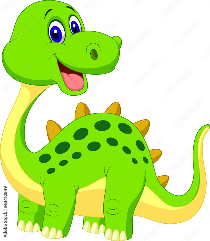 Fototapeta premium Cute green dinosaur cartoon
