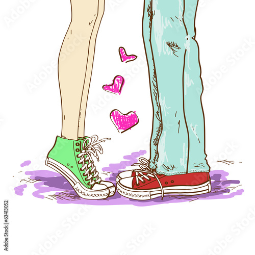 Legs of couple in love