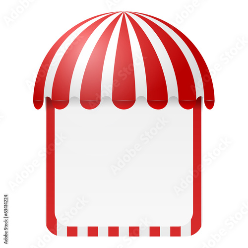 Striped awning with space for text
