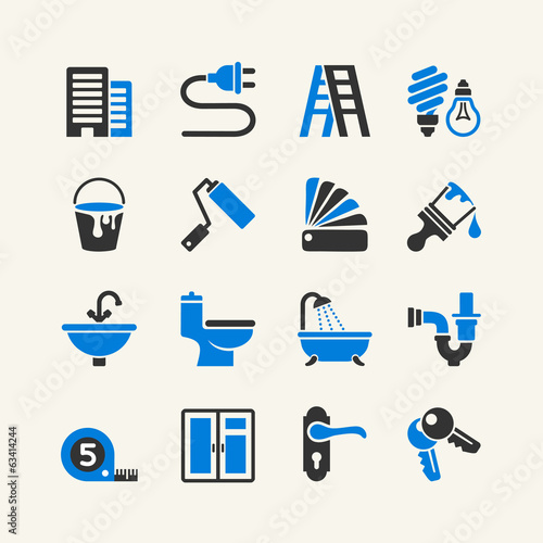 Web icon set - home repairs, plumbing, electrical