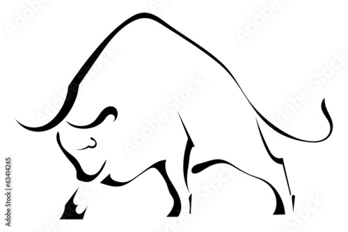 Black silhouette of a strong wild bull