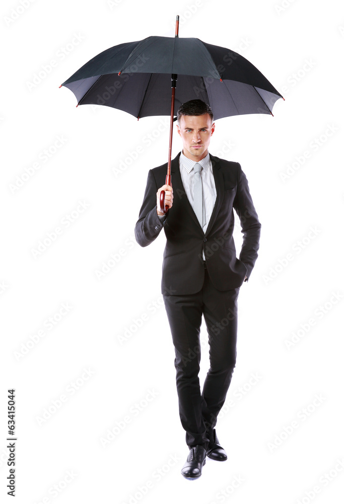 full-length portrait of a businessman holding umbrella full-length portrait of a businessman holding umbrella