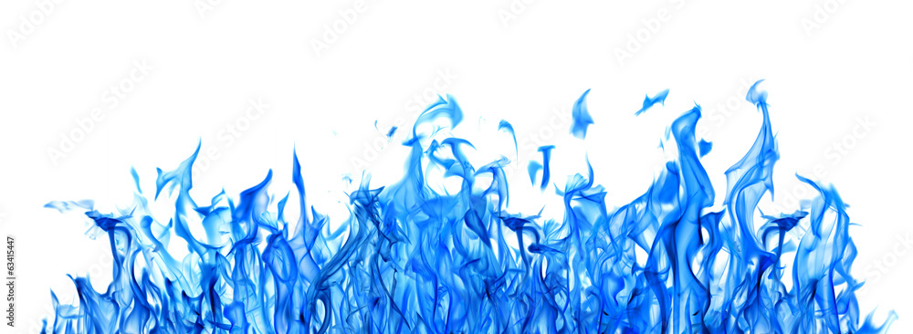 blue fire long strip isolated on white - obrazy, fototapety, plakaty 