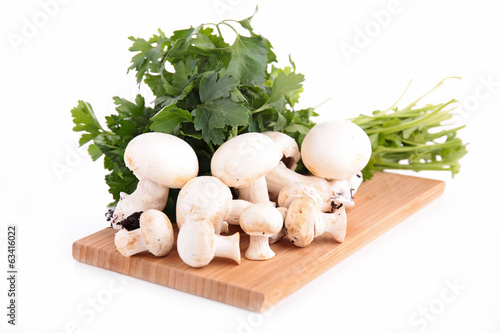 raw mushroom and parsley