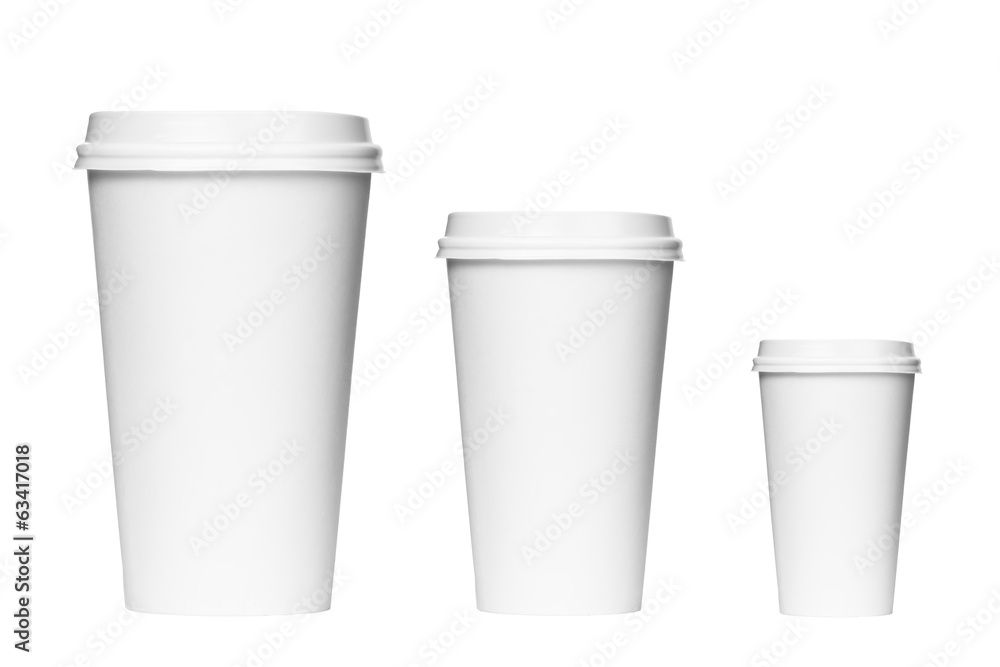 Blank coffee cups isolated on a white background. Takeaway coffe Blank coffee cups isolated on a white background. Takeaway coffe