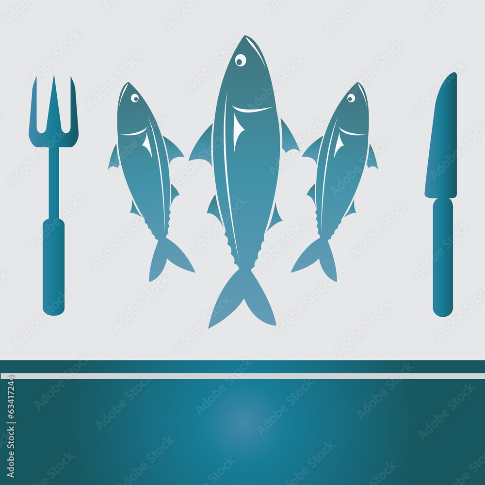 Fish, Fork and Knife icon, restaurant sign Fish, Fork and Knife icon, restaurant sign
