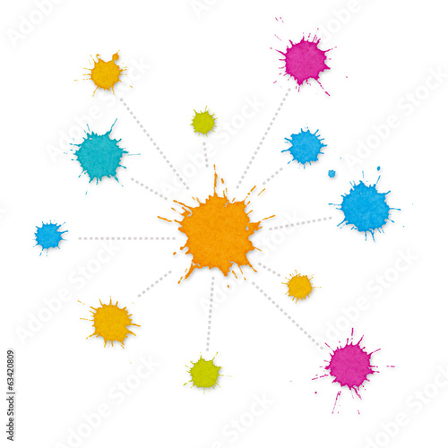 Infographic Interconnected Network of Paint Splashes