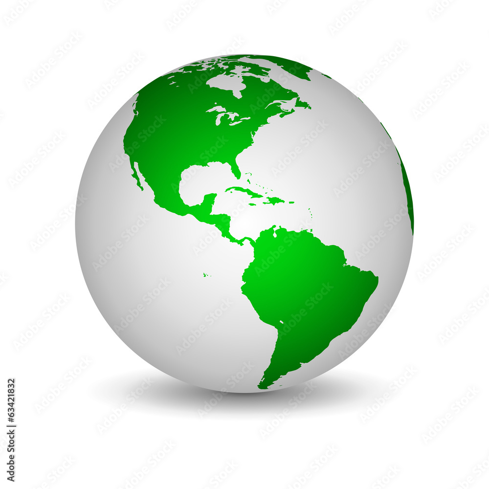 Naklejka premium White and green globe
