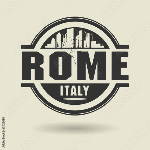 Stamp or label with text Rome, Italy inside, vector