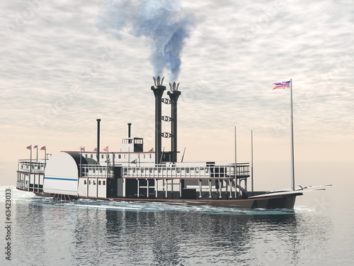 Old riverboat - 3D render photo