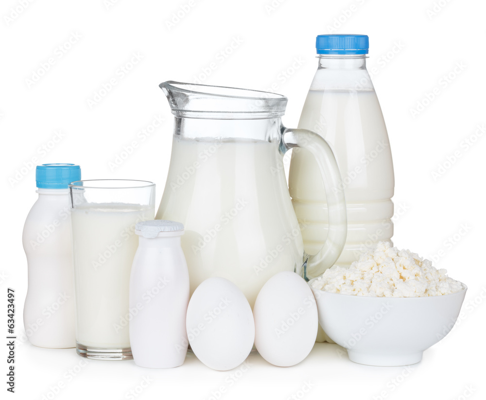 Dairy products isolated on white background Dairy products isolated on white background