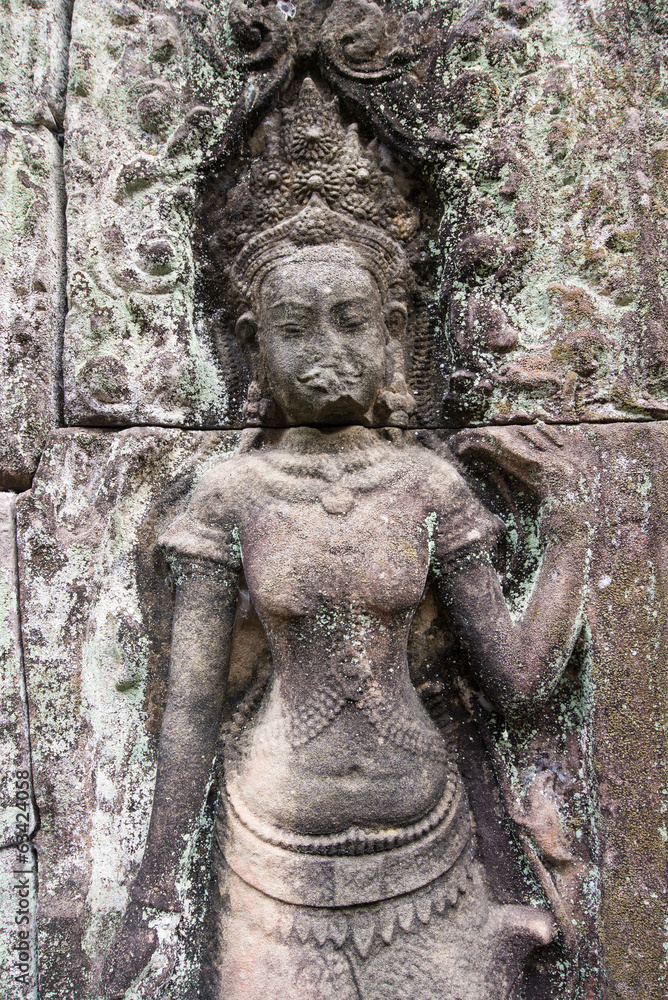 Apsara on the wall in Angkor Wat, Siem Reap, Cambodia