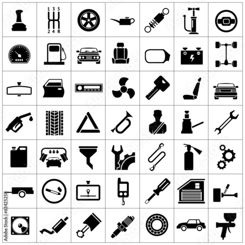 Set icons of auto, car parts, repair and service