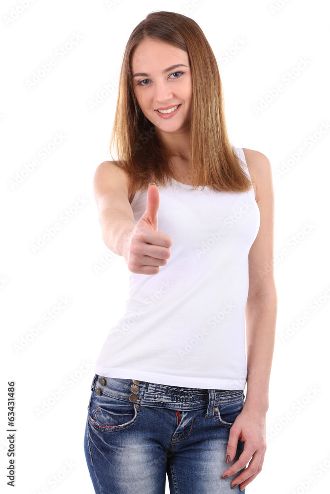 Beautiful young woman isolated on white Beautiful young woman isolated on white