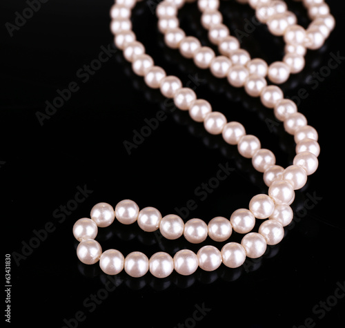 Fototapeta Beautiful pearls on black background
