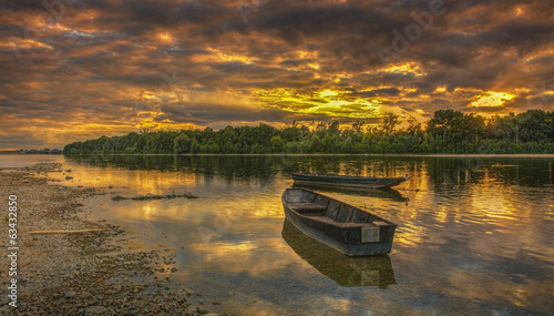 Sunset on the Loire River in France