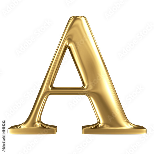Golden letter high quality 3d render isolated on white