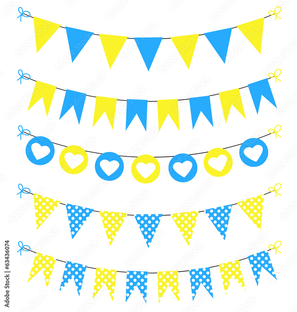 Obraz premium Bunting set yellow and blue for scrapbook