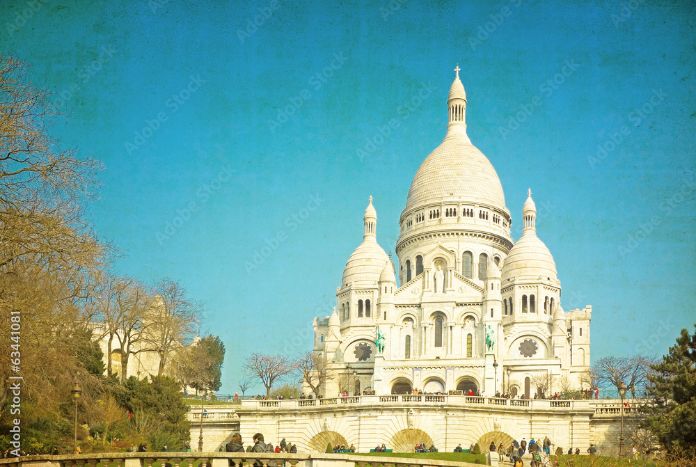 old-fashioned Sacre-Coeur church in Montmartre
