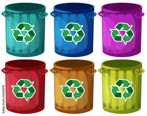 Trashbins with recycle signs