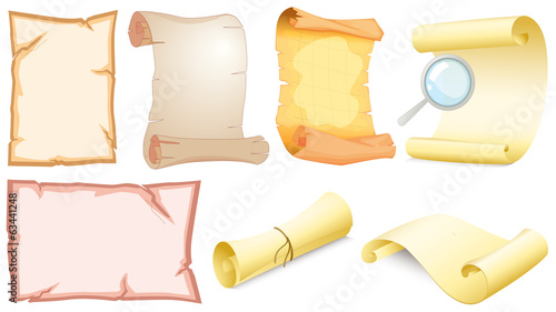 Set of empty scrolls