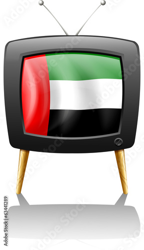 A television with the UAE flag