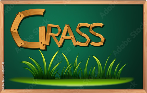 A blackboard with grass