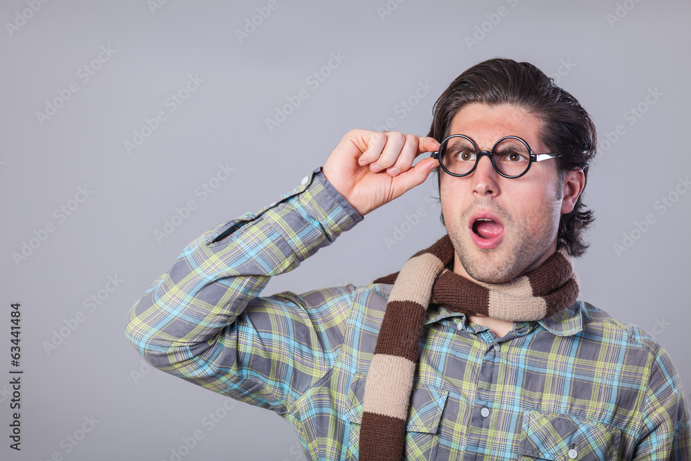 Portrait of funny man in glasses Portrait of funny man in glasses