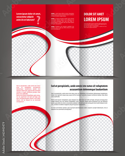 Trifold beauty red brochure print template design
