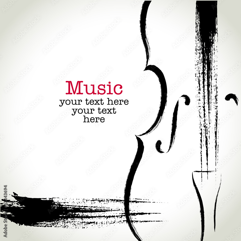Fototapeta premium Grunge drawing cello with brushwork