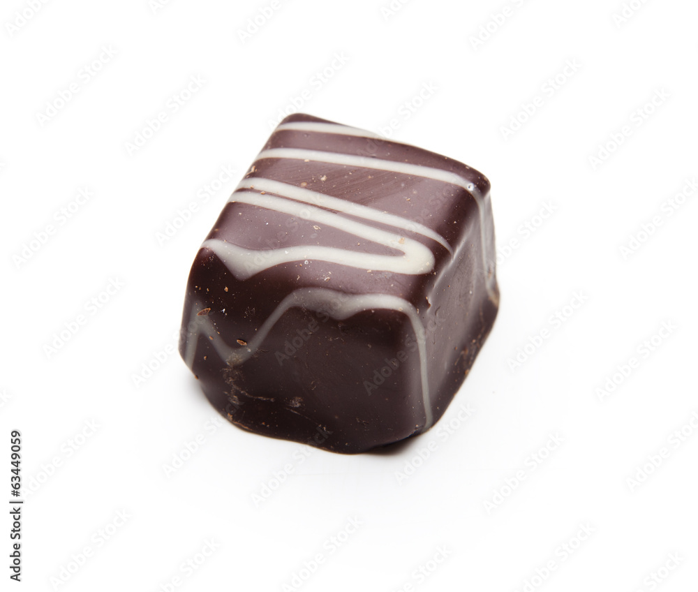 Chocolate piece on a white background Chocolate piece on a white background