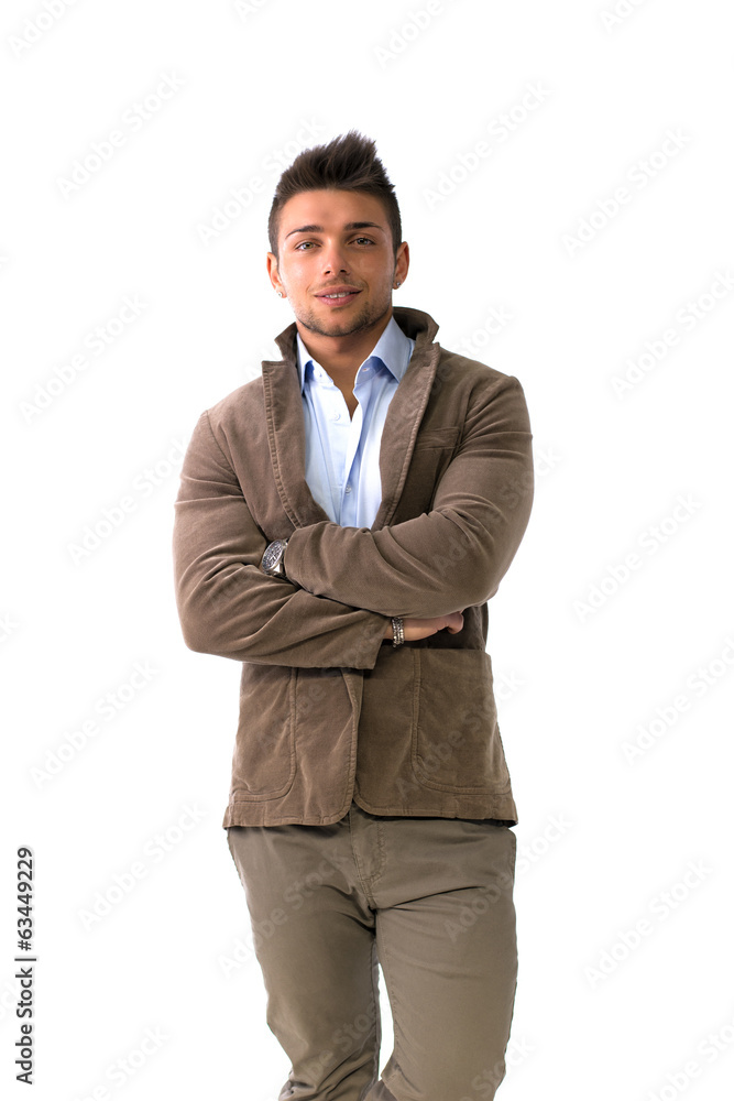 Handsome young man portrait, standing isolated on white Handsome young man portrait, standing isolated on white