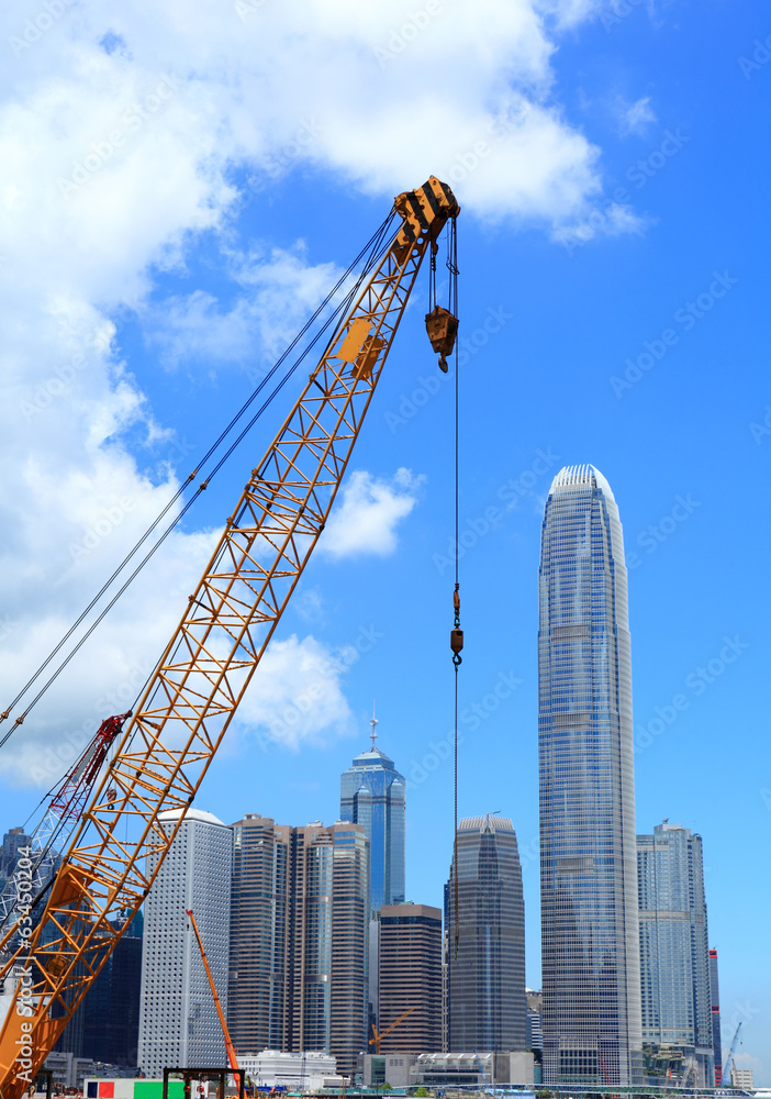 Hong Kong city with crane