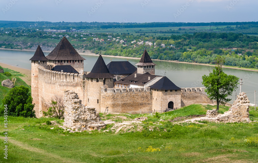 Khotyn castle on Dniester riverside. Ukraine