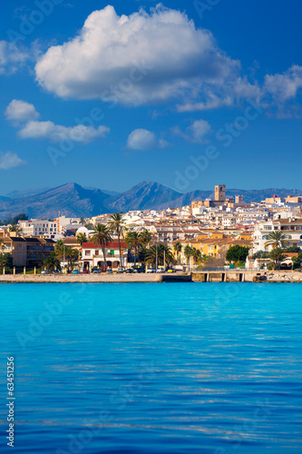 Javea Xabia skyline from Mediterranean sea Spain