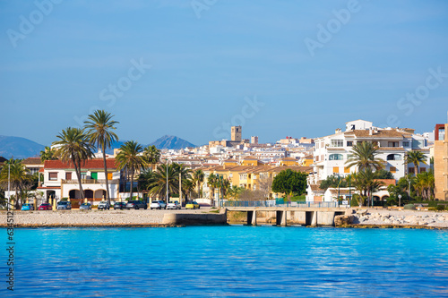 Javea Xabia skyline from Mediterranean sea Spain