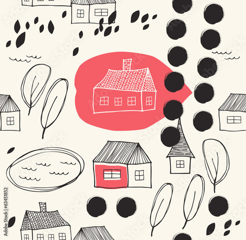 Grunge drawn background Seamless decorative pattern