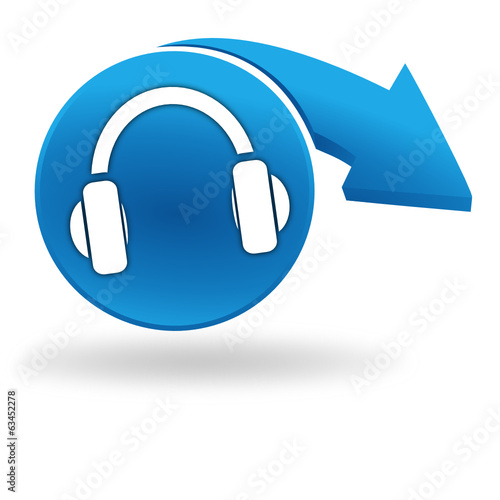 casque audio sur bouton bleu