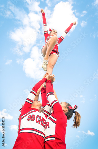 Cheerleaders team during Competition outdoors