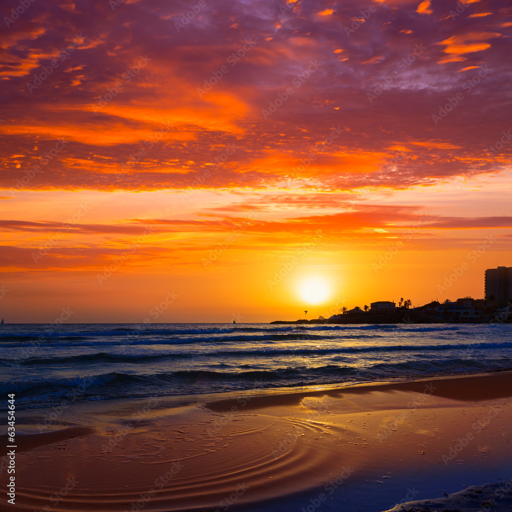 Obraz premium Javea El Arenal beach sunrise Mediterranean Spain
