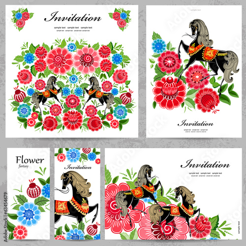Collection of floral greeting cards for your design