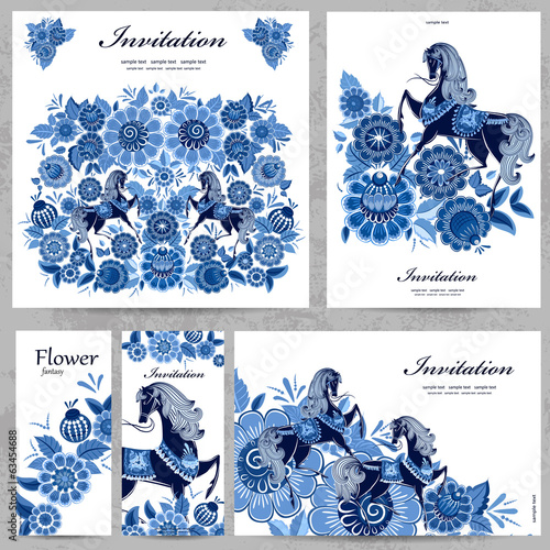 Collection of floral greeting cards for your design