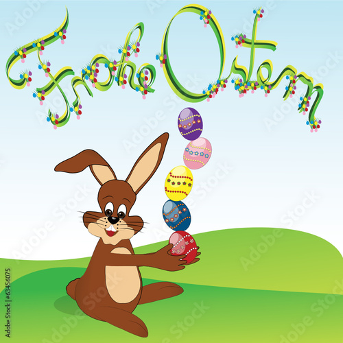 Osterhase mit gespaltenen Ostereier