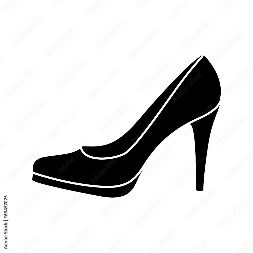 Black and white lady's shoe icon. Black and white lady's shoe icon.