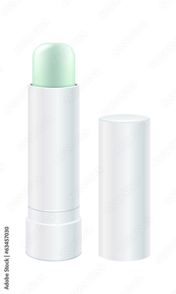 Lip balm vector illustration. Light green lip stick. Lip balm vector illustration. Light green lip stick.