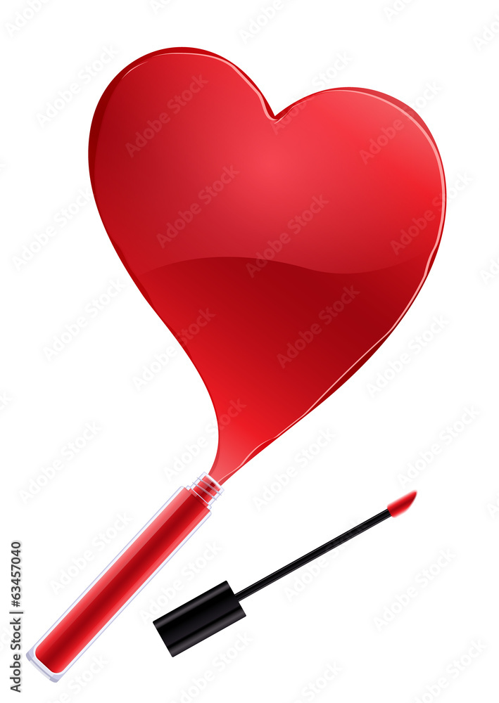 Heart of leaked out red lip gloss. Heart of leaked out red lip gloss.