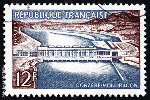 Postage stamp France 1956 Donzere-Mondragon Dam photo