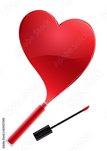 Heart of leaked out red lip gloss.